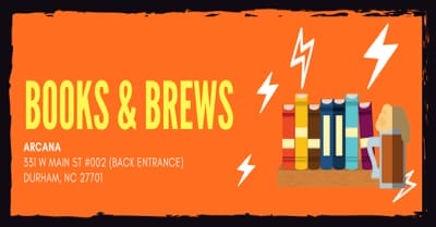 Books & Brews: Durham, at Arcana on October 25th, 2018.